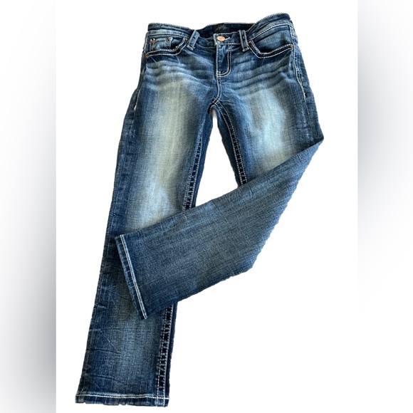 DAYTRIP VIRGO BUCKLE Distressed + Faded  Denim Crop Jeans Size 24 29x24 - Picture 2 of 11